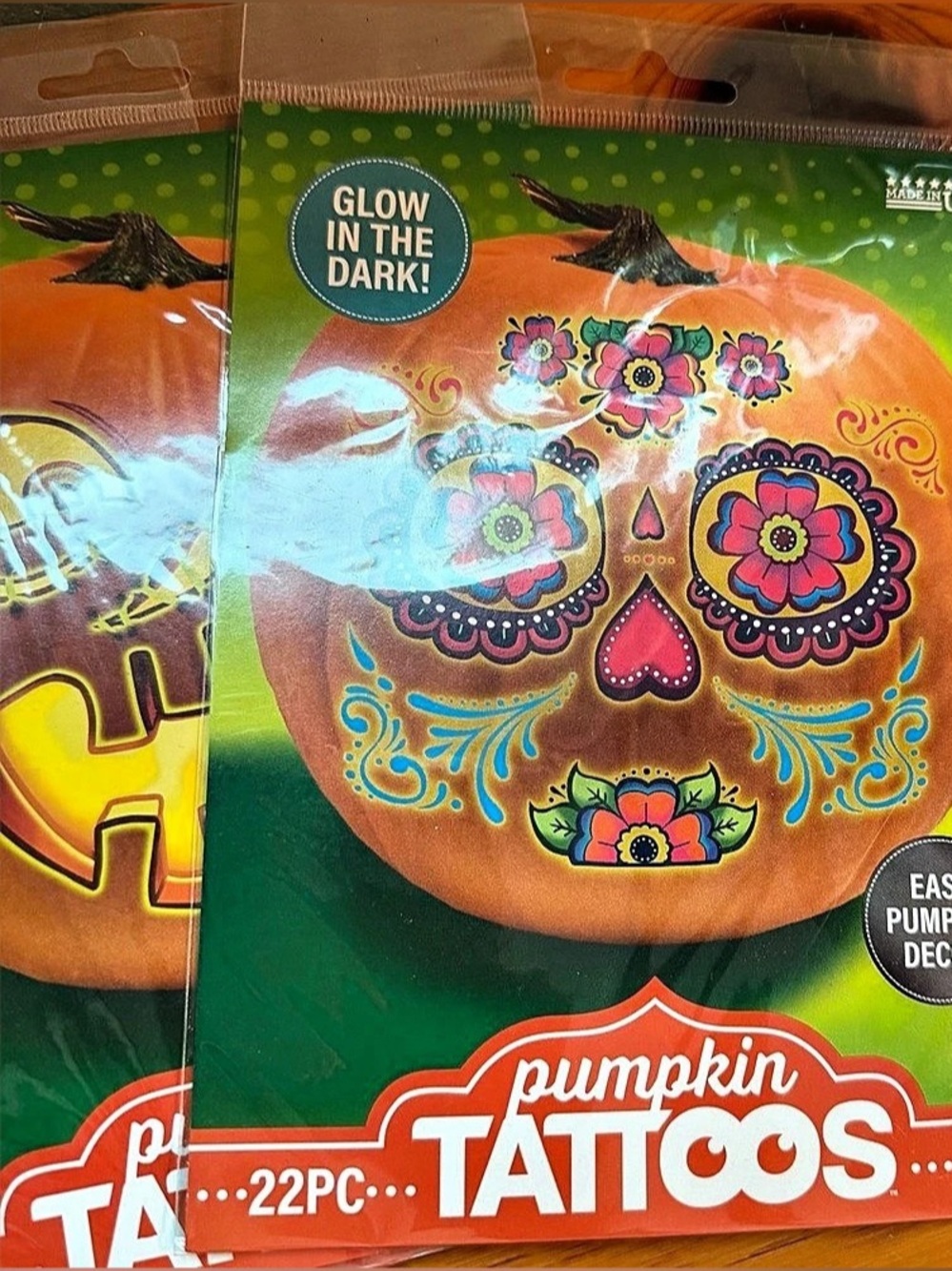 Set of 3 Pumpkin Tattoos Halloween Decor NWT